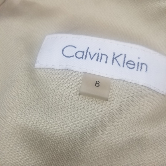 Calvin Klein Faux Leather Eyelet Pencil Skirt Size 8 Cream Beige Work Office - Picture 6 of 7